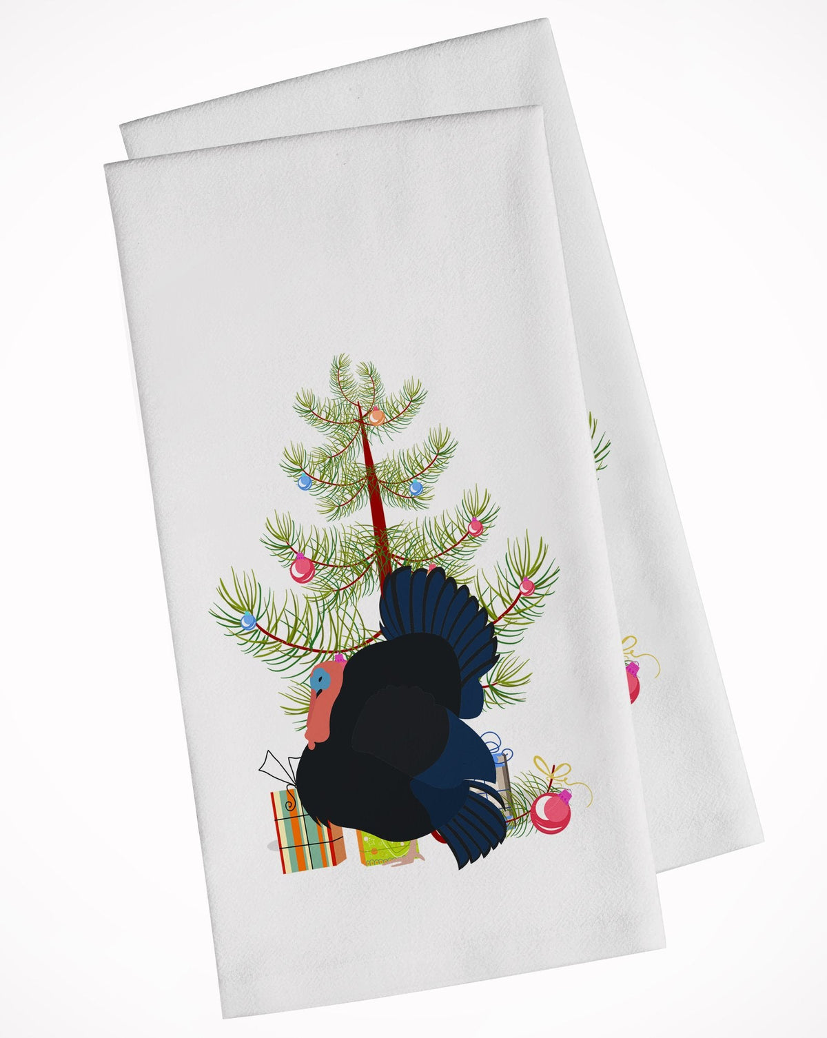 Norfolk Black Turkey Christmas Kitchen Towel Set of 2 White Dish Towels Decorative Bathroom Hand towel for Hand, Face, Hair, Yoga, Tea, Dishcloth, 19 X 28", White