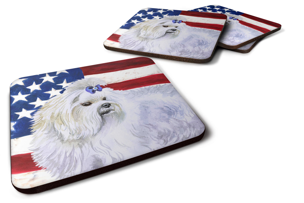 Maltese Patriotic Foam Coasters Set of 4 Cup Coasters for Indoor Outdoor, Tabletop Protection, Anti Slip, Mouse pad Material