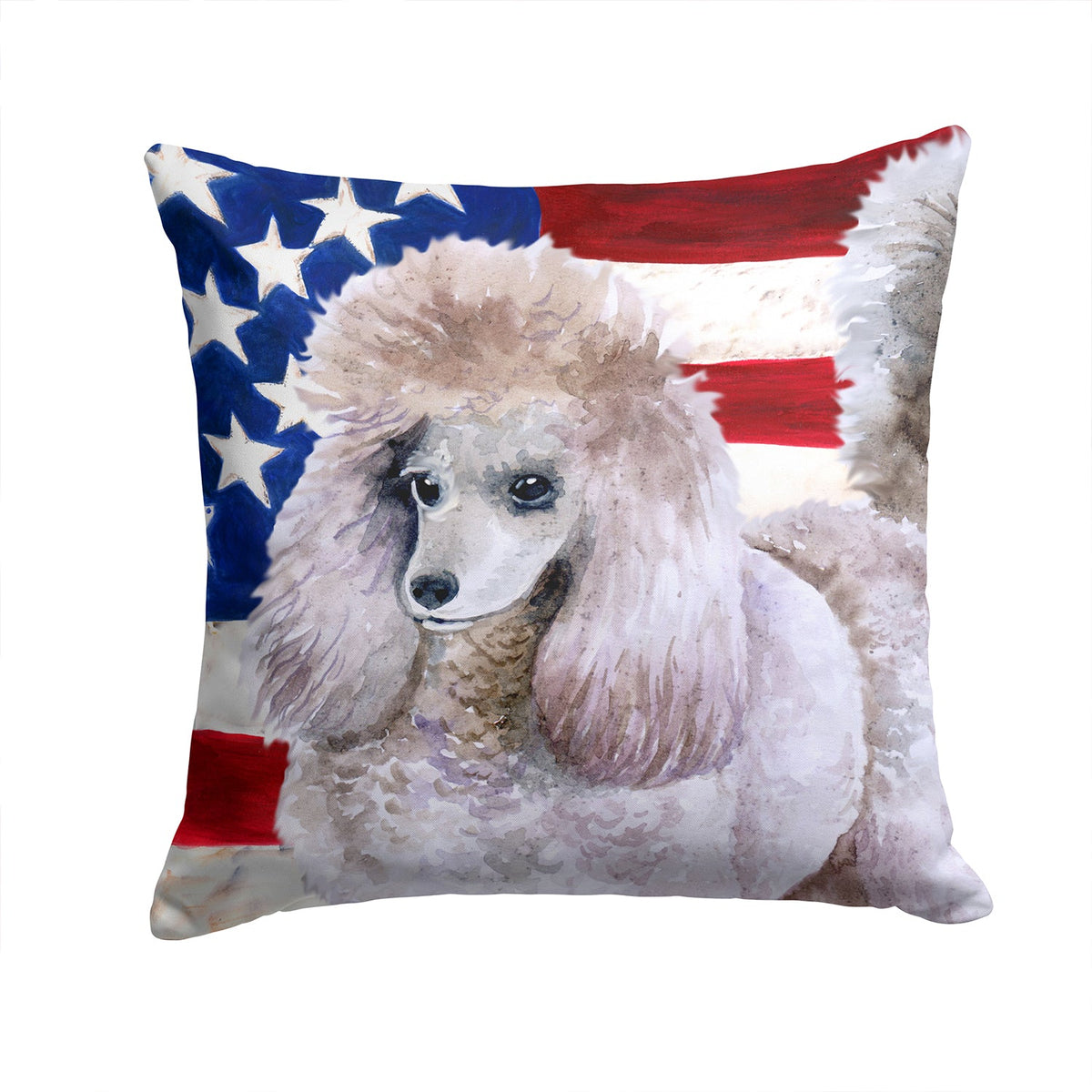 Poodle Patriotic Decorative Throw Pillow 14x14 Indoor Outdoor Accent Cushion, Fabric Cover with Insert for Sofa, Bed, Porch & Living Room