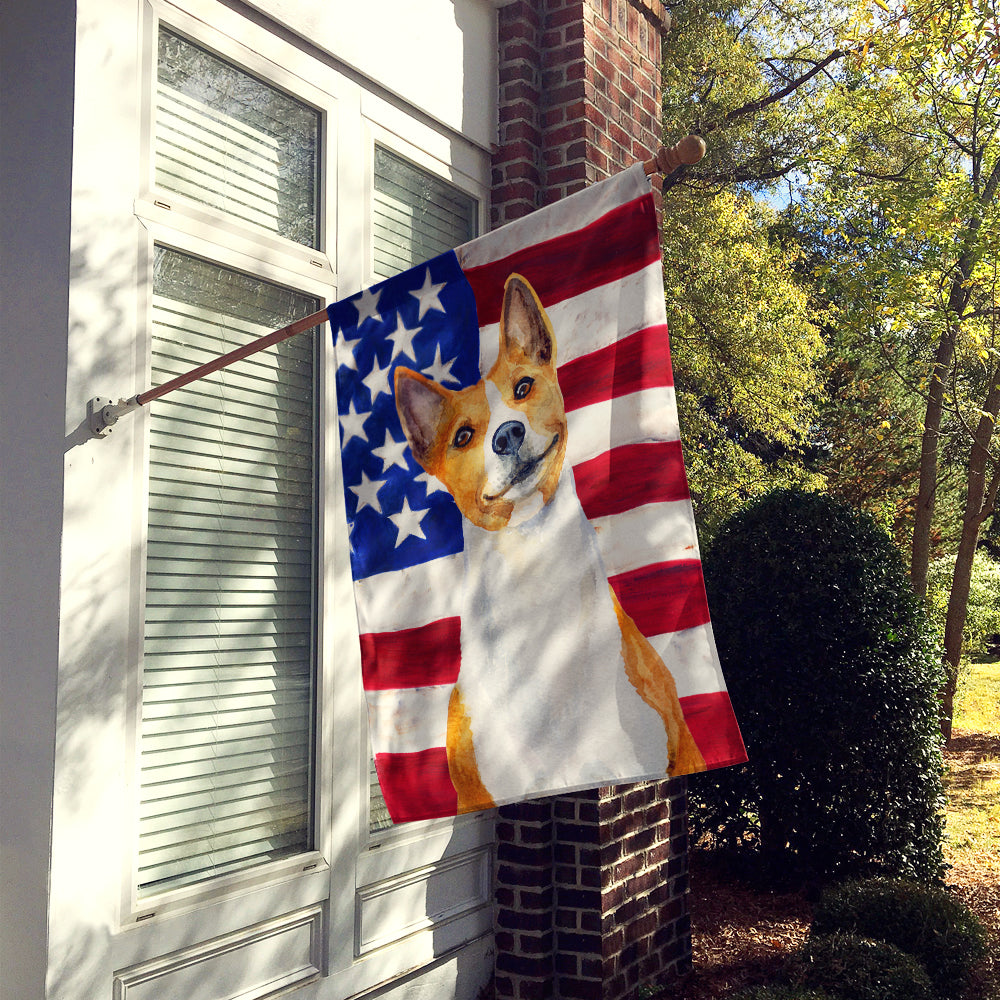 Basenji Patriotic House Flag 28x40 Porch Sleeve Pole Decorative Outside Yard Banner Artwork Wall Hanging, Polyester