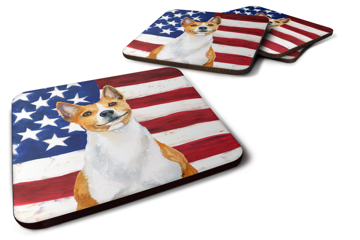 Basenji Patriotic Foam Coasters Set of 4 Cup Coasters for Indoor Outdoor, Tabletop Protection, Anti Slip, Mouse pad Material
