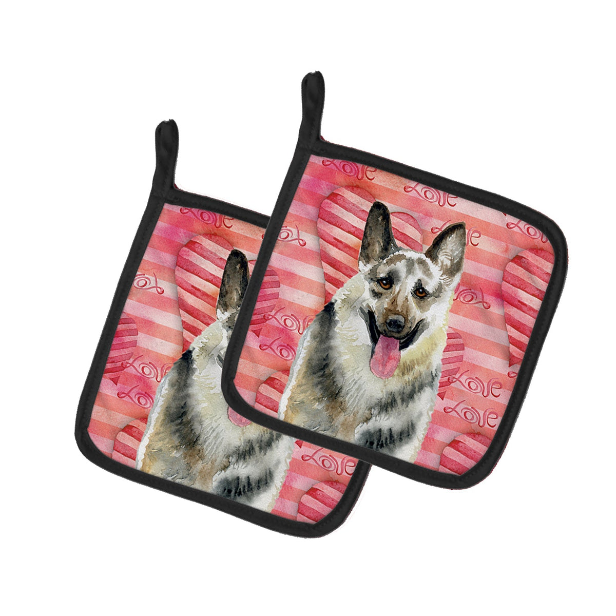 East-European Shepherd Love Pot Holder Set of 2 Heat Resistant Quilted Hot Pads 7.5 x 7.5 Inch, Insulated Kitchen Trivets for Cooking & Baking