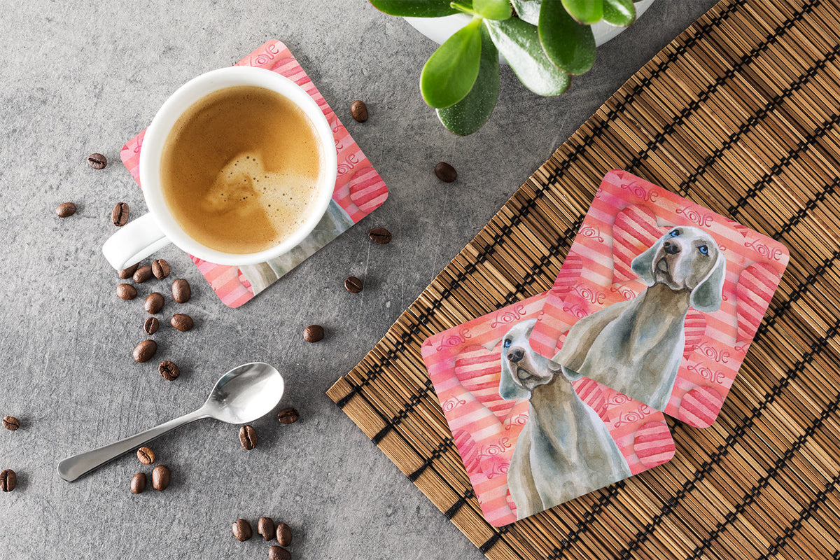 Weimaraner Love Foam Coasters Set of 4 Cup Coasters for Indoor Outdoor, Tabletop Protection, Anti Slip, Mouse pad Material