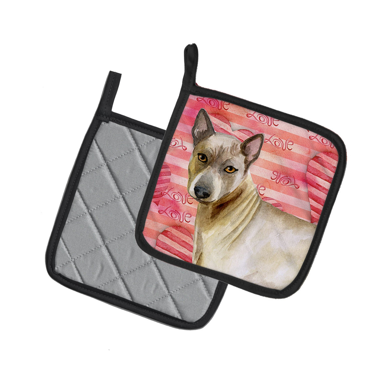 Thai Ridgeback Love Pot Holder Set of 2 Heat Resistant Quilted Hot Pads 7.5 x 7.5 Inch, Insulated Kitchen Trivets for Cooking & Baking