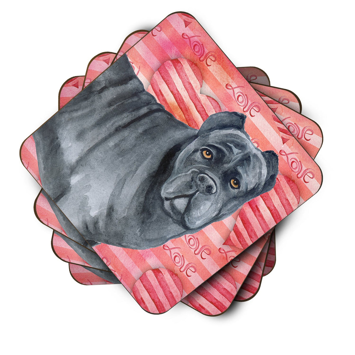 Cane Corso Love Foam Coasters Set of 4 Cup Coasters for Indoor Outdoor, Tabletop Protection, Anti Slip, Mouse pad Material