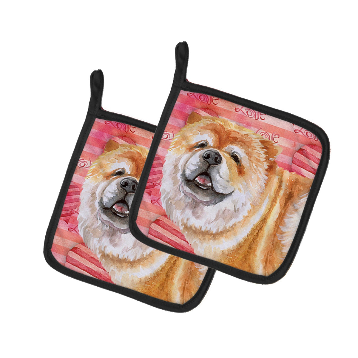 Chow Chow Love Pot Holder Set of 2 Heat Resistant Quilted Hot Pads 7.5 x 7.5 Inch, Insulated Kitchen Trivets for Cooking & Baking
