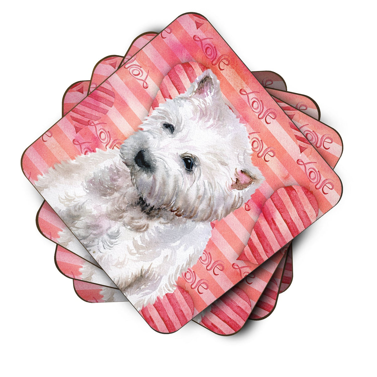 Westie Love Foam Coasters Set of 4 Cup Coasters for Indoor Outdoor, Tabletop Protection, Anti Slip, Mouse pad Material