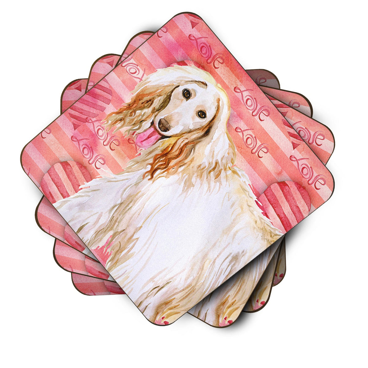 Afghan Hound Love Foam Coasters Set of 4 Cup Coasters for Indoor Outdoor, Tabletop Protection, Anti Slip, Mouse pad Material