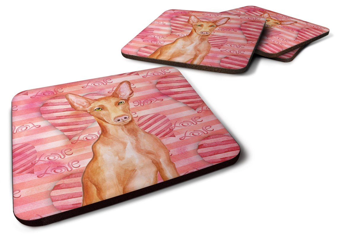 Pharaoh Hound Love Foam Coasters Set of 4 Cup Coasters for Indoor Outdoor, Tabletop Protection, Anti Slip, Mouse pad Material