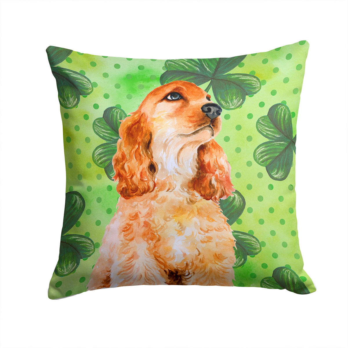 Cocker Spaniel St Patrick's Decorative Throw Pillow 14x14 Indoor Outdoor Accent Cushion, Fabric Cover with Insert for Sofa, Bed, Porch & Living Room