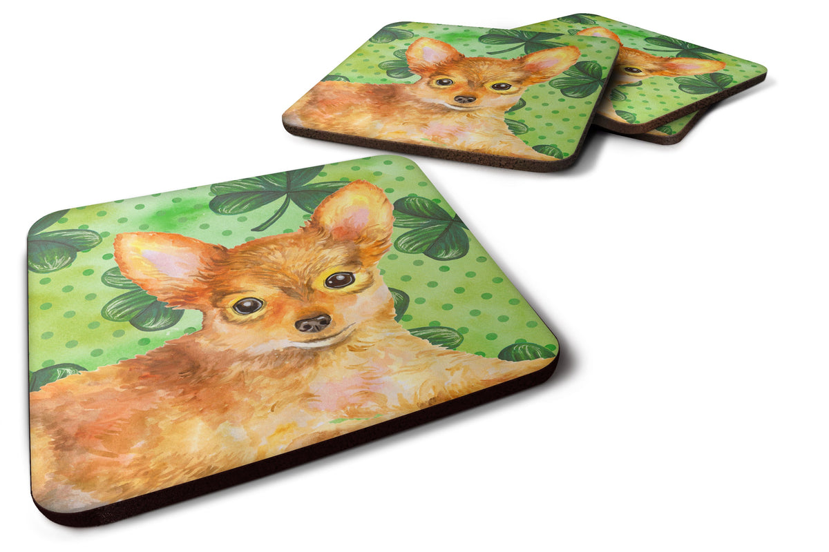 Toy Terrier St Patrick's Foam Coasters Set of 4 Cup Coasters for Indoor Outdoor, Tabletop Protection, Anti Slip, Mouse pad Material