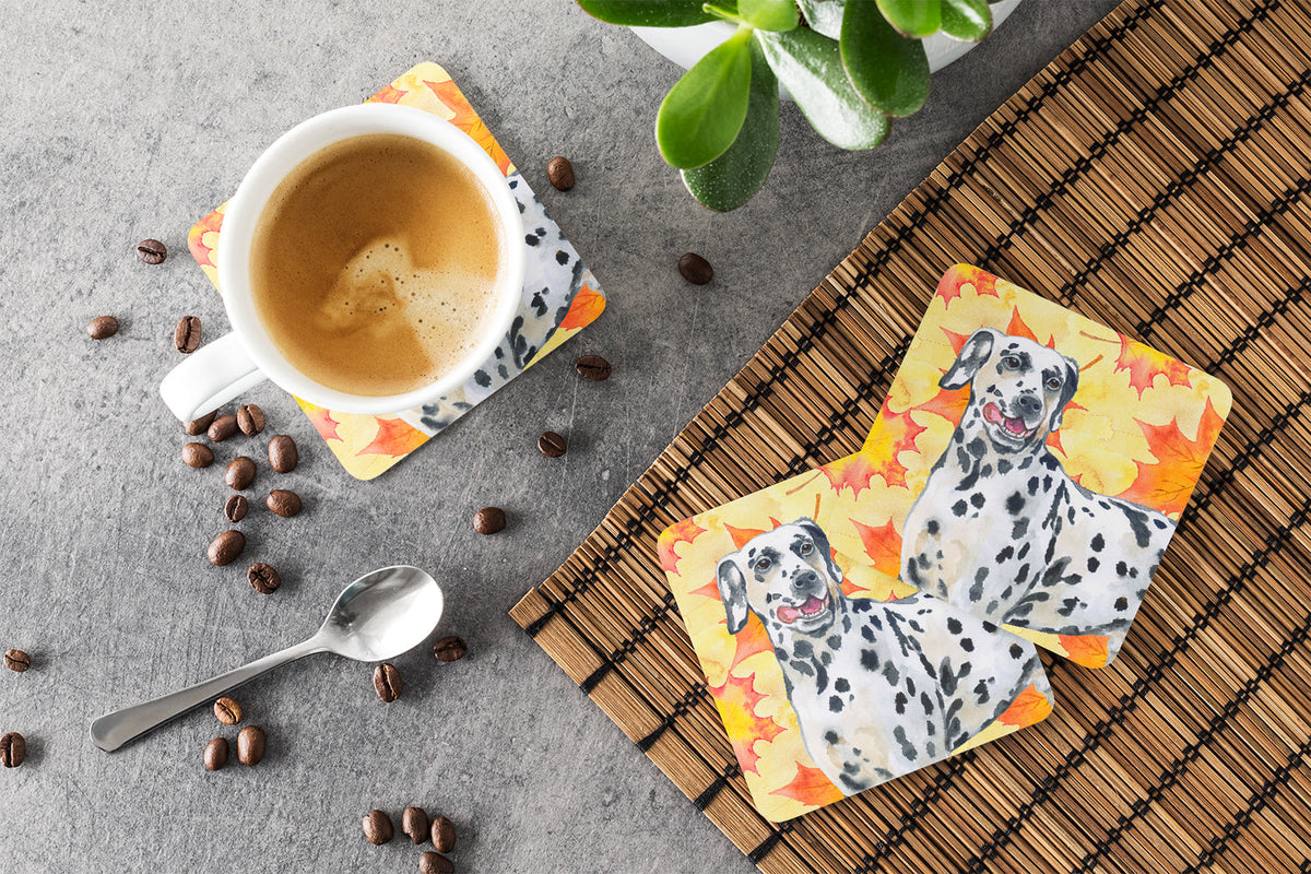 Dalmatian Fall Foam Coasters Set of 4 Cup Coasters for Indoor Outdoor, Tabletop Protection, Anti Slip, Mouse pad Material