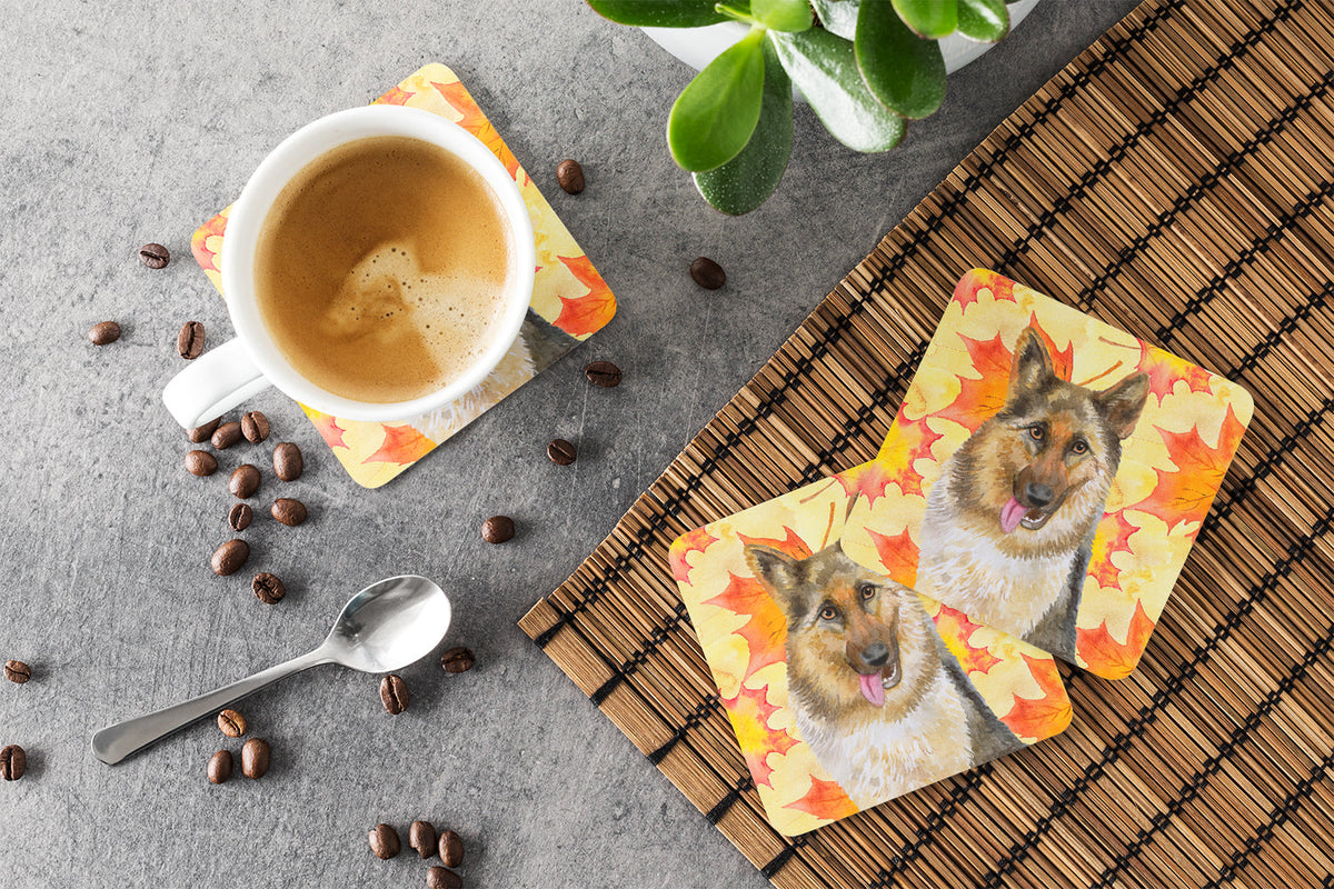 German Shepherd Fall Foam Coasters Set of 4 Cup Coasters for Indoor Outdoor, Tabletop Protection, Anti Slip, Mouse pad Material