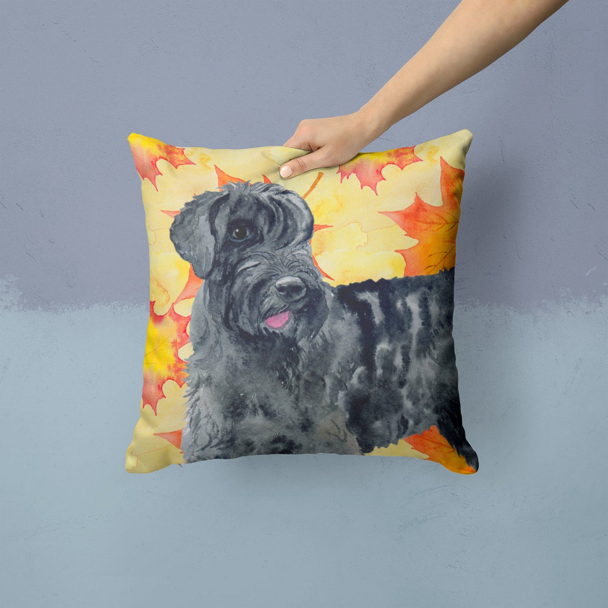 Giant Schnauzer Fall Decorative Throw Pillow 14x14 Indoor Outdoor Accent Cushion, Fabric Cover with Insert for Sofa, Bed, Porch & Living Room