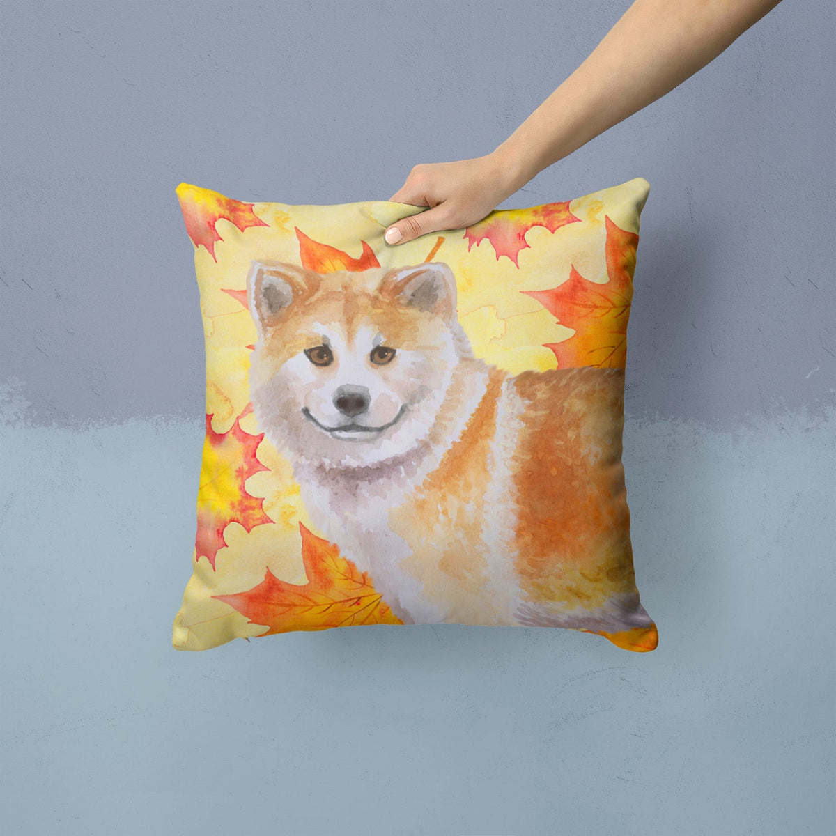 Shiba Inu Fall Decorative Throw Pillow 14x14 Indoor Outdoor Accent Cushion, Fabric Cover with Insert for Sofa, Bed, Porch & Living Room