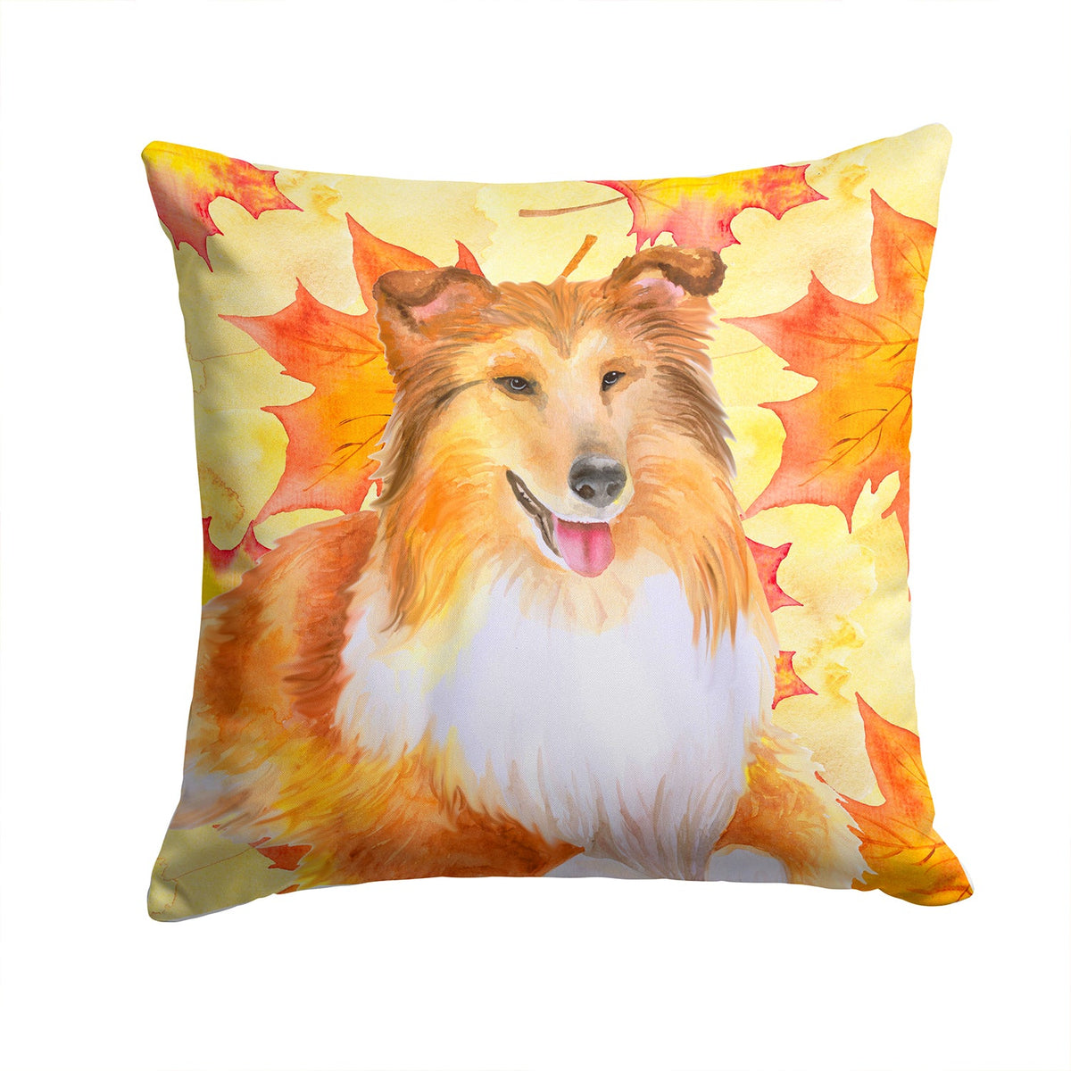 Sheltie Fall Decorative Throw Pillow 14x14 Indoor Outdoor Accent Cushion, Fabric Cover with Insert for Sofa, Bed, Porch & Living Room