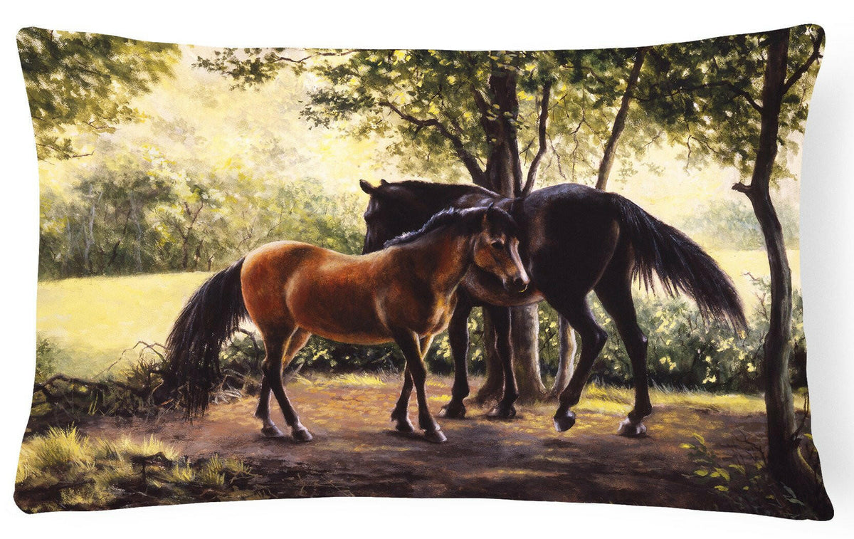 Horses by Daphne Baxter Decorative Throw Pillow 12x16 Indoor Outdoor Accent Cushion, Fabric Cover with Insert for Sofa, Bed, Porch & Living Room
