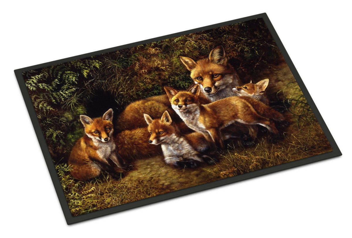 Fox Family Foxes by Daphne Baxter Doormat Indoor Outdoor 18H X 27W Front Door Mat Rugs for Entryway, Non Slip Washable