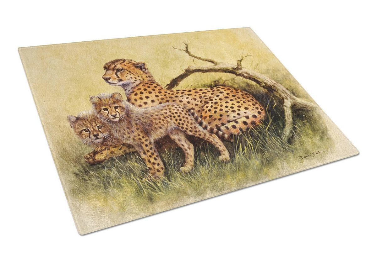 Cheetahs by Daphne Baxter Cutting Board Tempered Glass Kitchen Cutting Surface, Heat Resistant Chopping, Non-Slip Feet, Food Prep & Serving