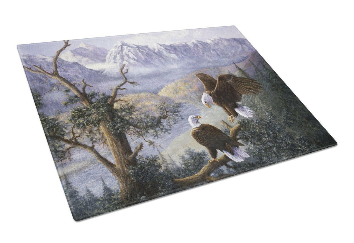 Eagles by Daphne Baxter Cutting Board Tempered Glass Kitchen Cutting Surface, Heat Resistant Chopping, Non-Slip Feet, Food Prep & Serving