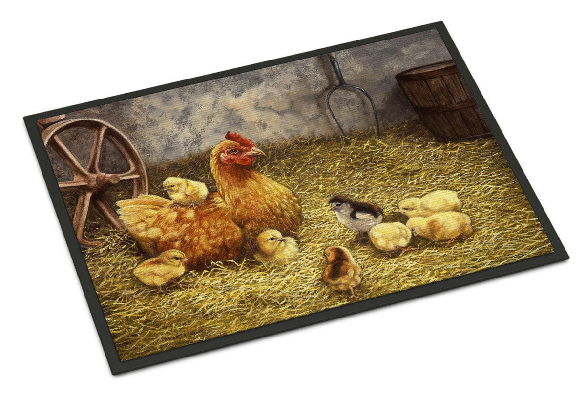 Chicken Hen and Her Chicks Doormat Indoor Outdoor 18H X 27W Front Door Mat Rugs for Entryway, Non Slip Washable