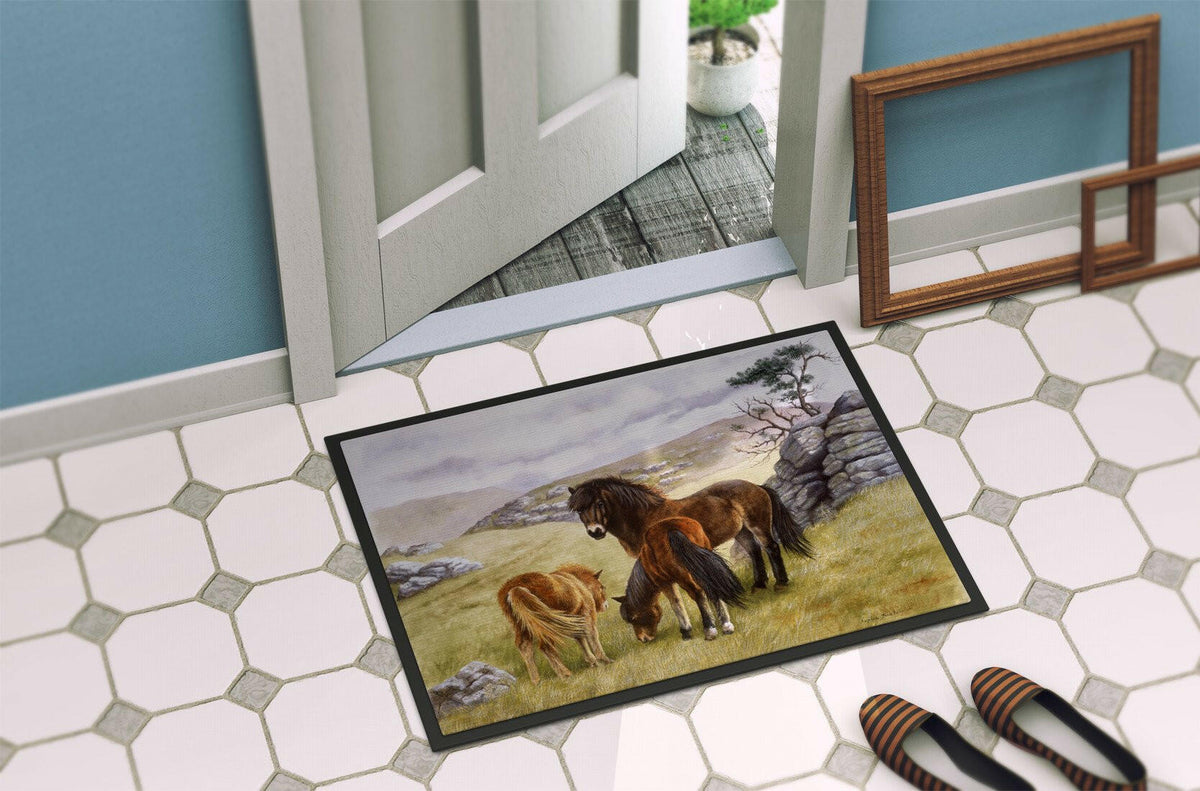Horses in the Meadow Doormat Indoor Outdoor 24H X 36W Front Door Mat Rugs for Entryway, Non Slip Washable Low Pile,