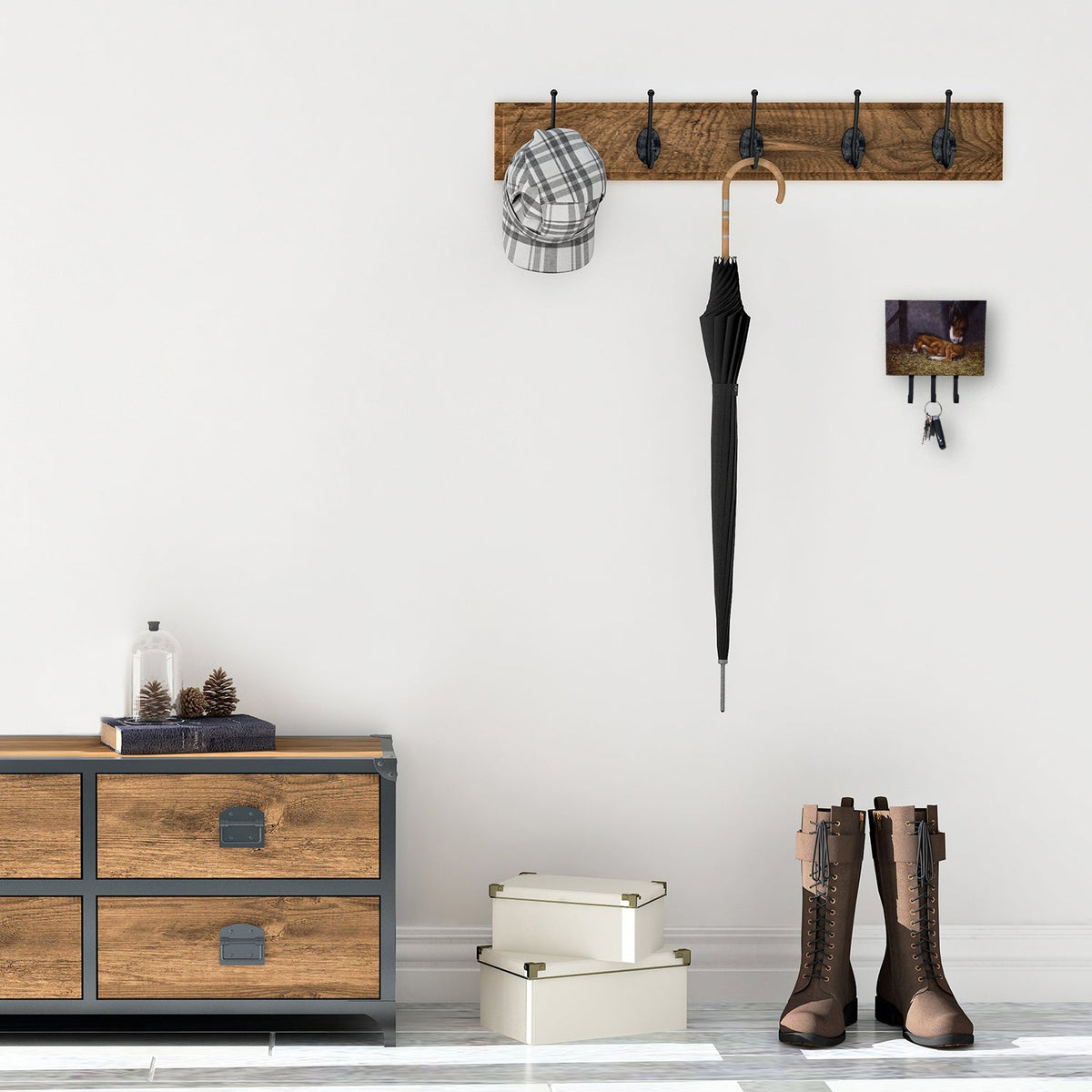 Horse and Her Foal Leash or Key Holder Wall Hooks, Coat Rack Wall Mount, for Hanging Keys, Towels, Aprons, Leashes