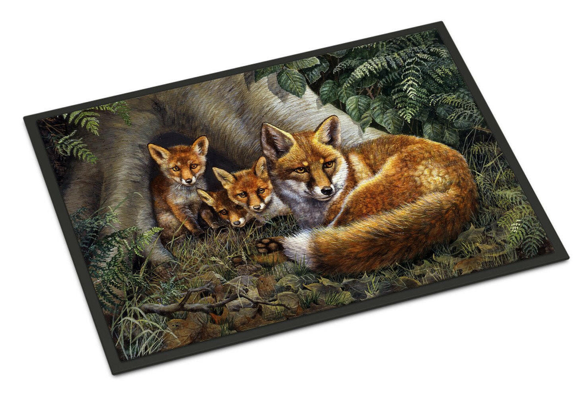 A Family of Foxes at Home Doormat Indoor Outdoor 18H X 27W Front Door Mat Rugs for Entryway, Non Slip Washable