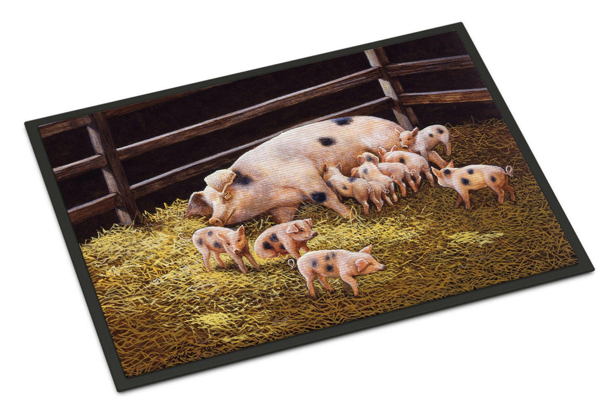Pigs Piglets at Dinner Time Doormat Indoor Outdoor 18H X 27W Front Door Mat Rugs for Entryway, Non Slip Washable