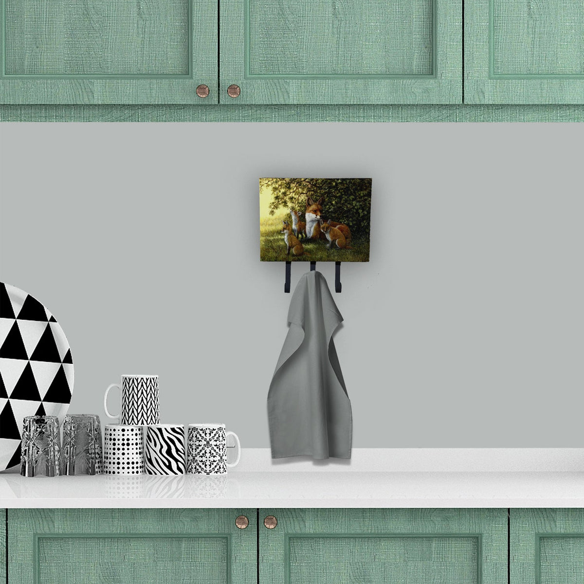 Foxes Resitng under the Tree Leash or Key Holder Wall Hooks, Coat Rack Wall Mount, for Hanging Keys, Towels, Aprons, Leashes