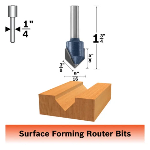 BOSCH 85219MC 90å¡ x 9/16 In. Carbide Tipped V-Groove Bit (Router Bit)