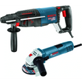 BOSCH 11255VSR-GWS8 1" SDS-Plus Bulldog Xtreme Rotary Hammer - 7.5 AMP - W/ GWS8-45 Grinder