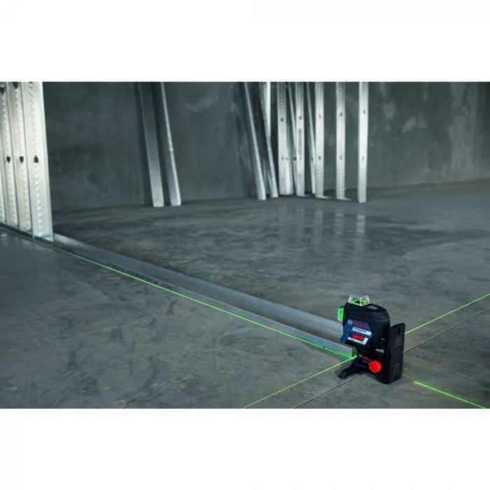 BOSCH GLL3-330CG-B 360-Degree Green Beam Three-Plane Line Laser Level with 2 Batteries