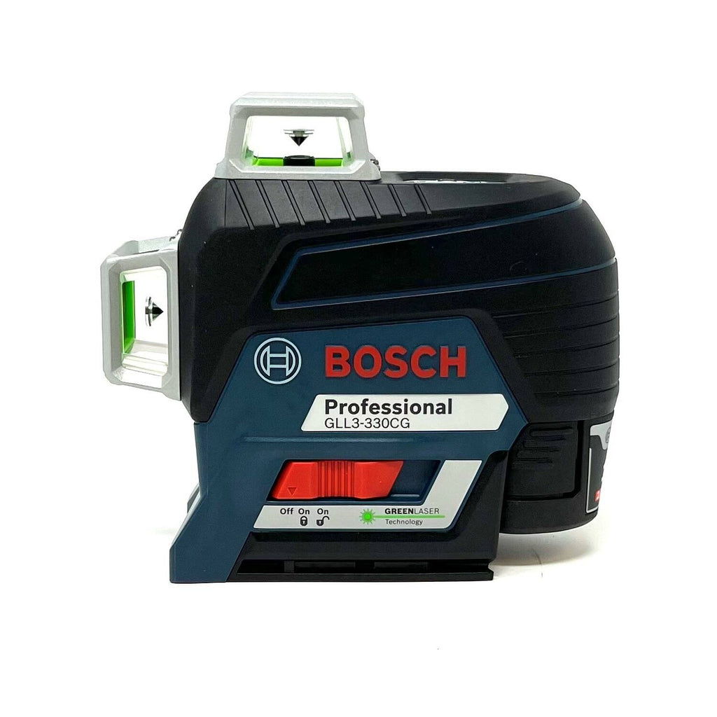 BOSCH GLL3-330CG-B 360-Degree Green Beam Three-Plane Line Laser Level with 2 Batteries