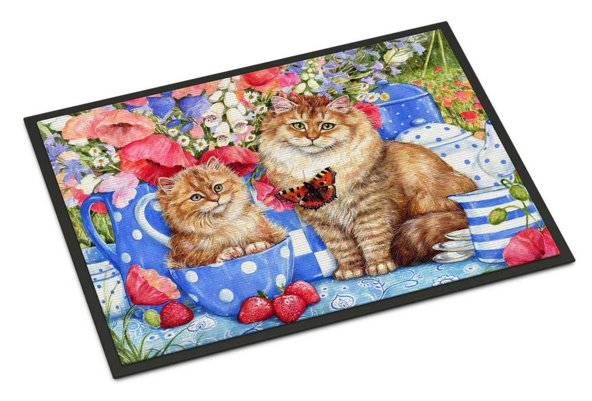 Blue Cats Doormat Indoor Outdoor 24H X 36W Front Door Mat Rugs for Entryway, Non Slip Washable Low Pile,