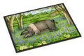 Pig In Bluebells by Debbie Cook Doormat Indoor Outdoor 18H X 27W Front Door Mat Rugs for Entryway, Non Slip Washable