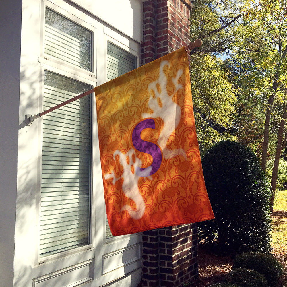 Halloween Ghost Letter S House Flag 28x40 Porch Sleeve Pole Decorative Outside Yard Banner Artwork Wall Hanging, Polyester