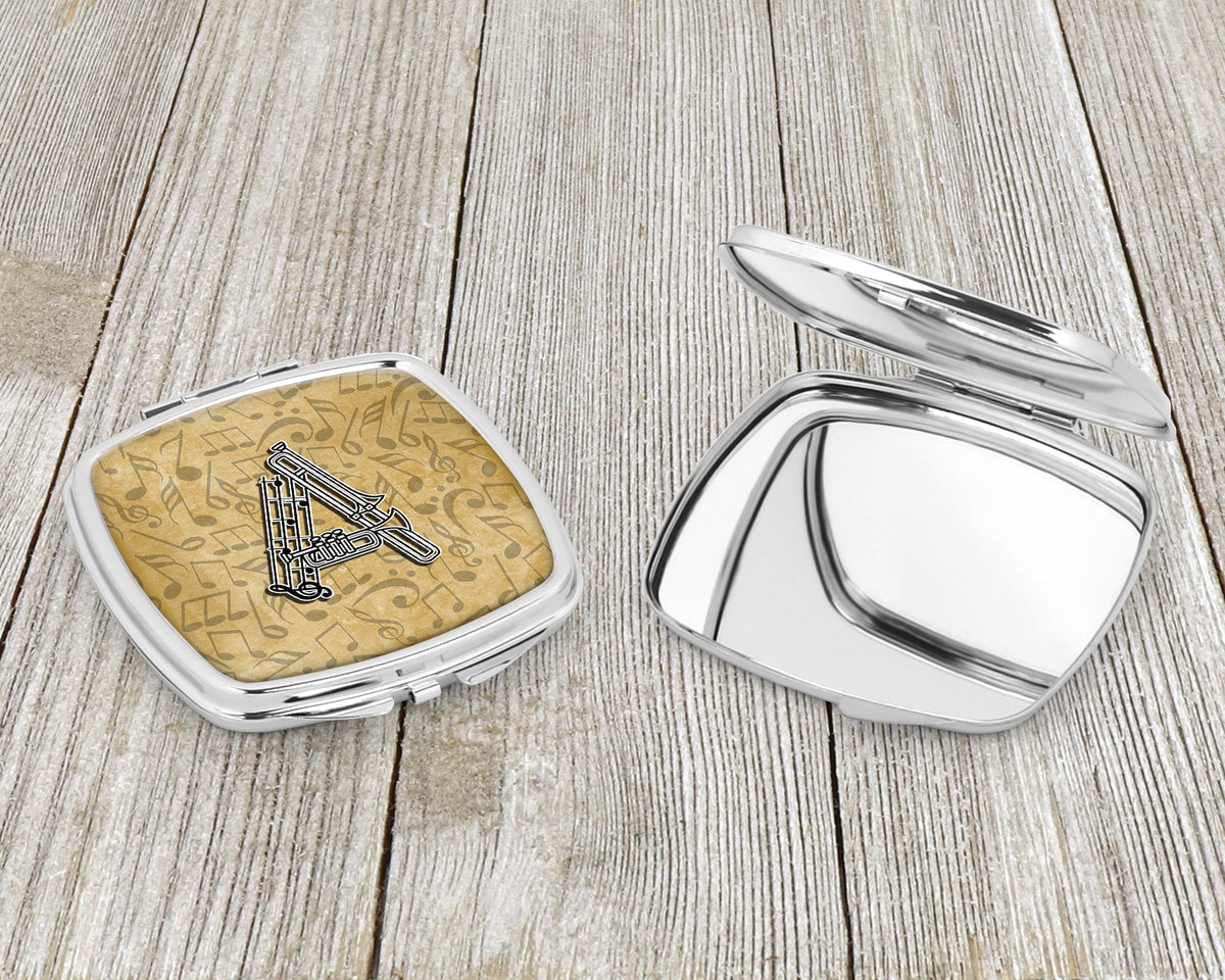 Letter A Musical Instrument Alphabet Compact Mirror Decorative Travel Makeup Mirror for Women Girls Gifts Pocket Makeup Mirror Folding Handheld