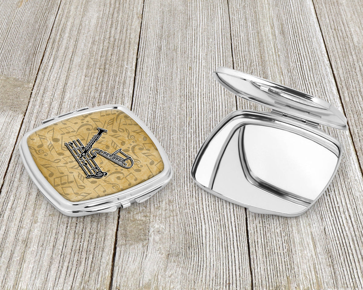 Letter K Musical Instrument Alphabet Compact Mirror Decorative Travel Makeup Mirror for Women Girls Gifts Pocket Makeup Mirror Folding Handheld