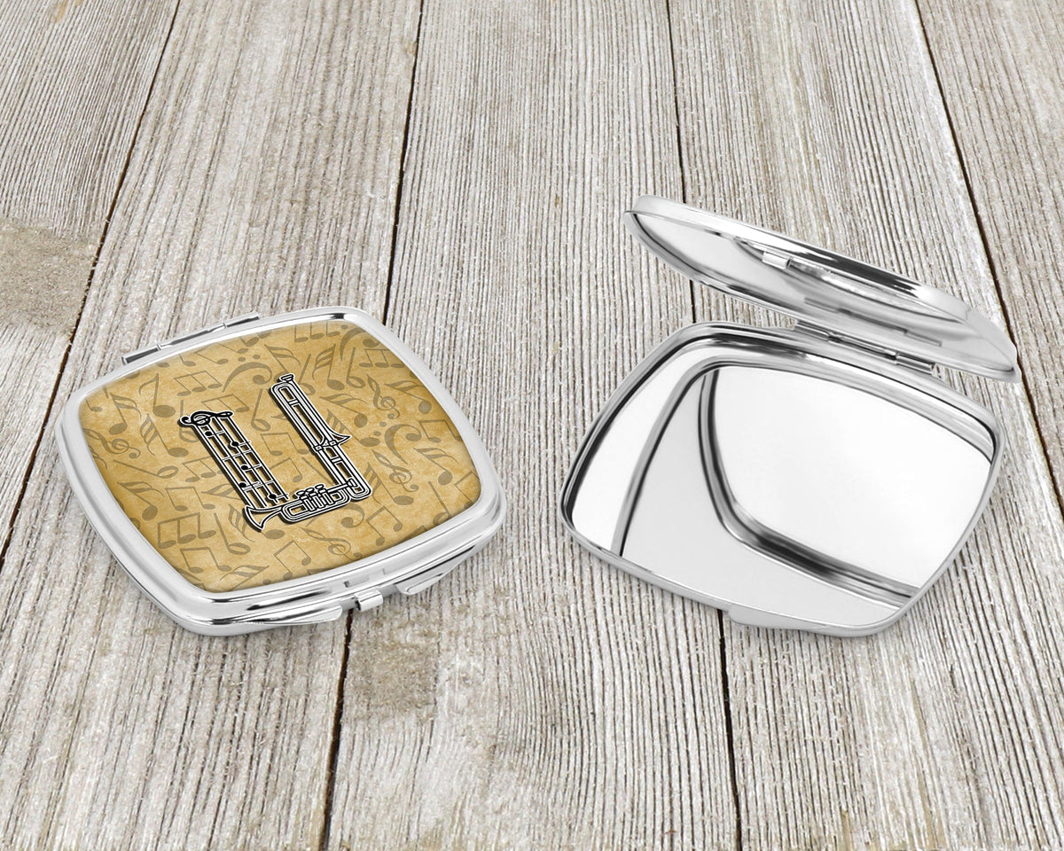Letter U Musical Instrument Alphabet Compact Mirror Decorative Travel Makeup Mirror for Women Girls Gifts Pocket Makeup Mirror Folding Handheld