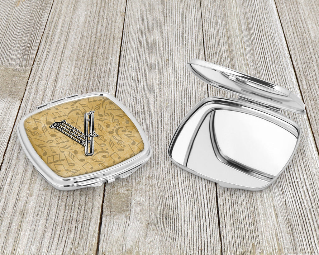 Letter V Musical Instrument Alphabet Compact Mirror Decorative Travel Makeup Mirror for Women Girls Gifts Pocket Makeup Mirror Folding Handheld
