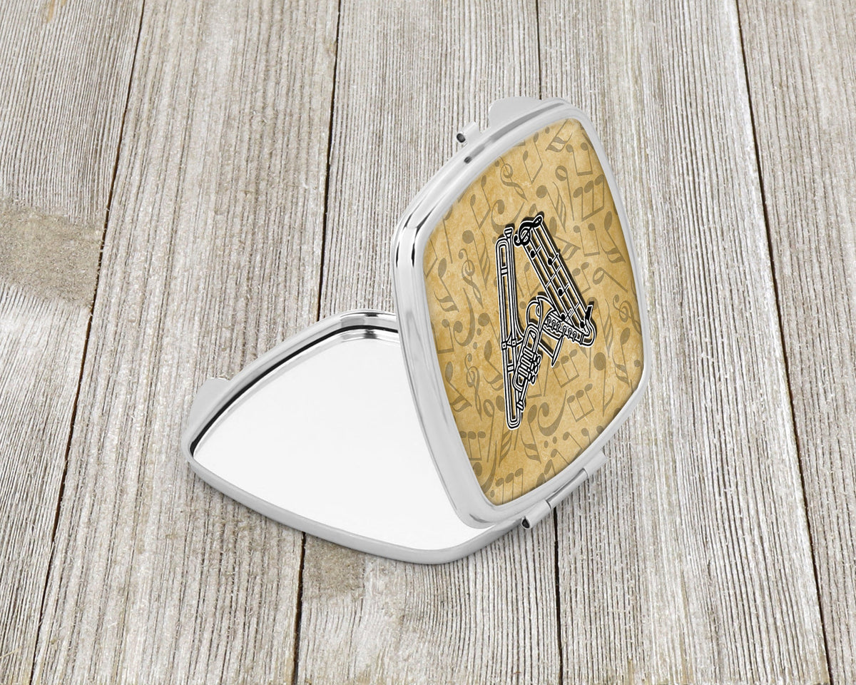 Letter W Musical Instrument Alphabet Compact Mirror Decorative Travel Makeup Mirror for Women Girls Gifts Pocket Makeup Mirror Folding Handheld