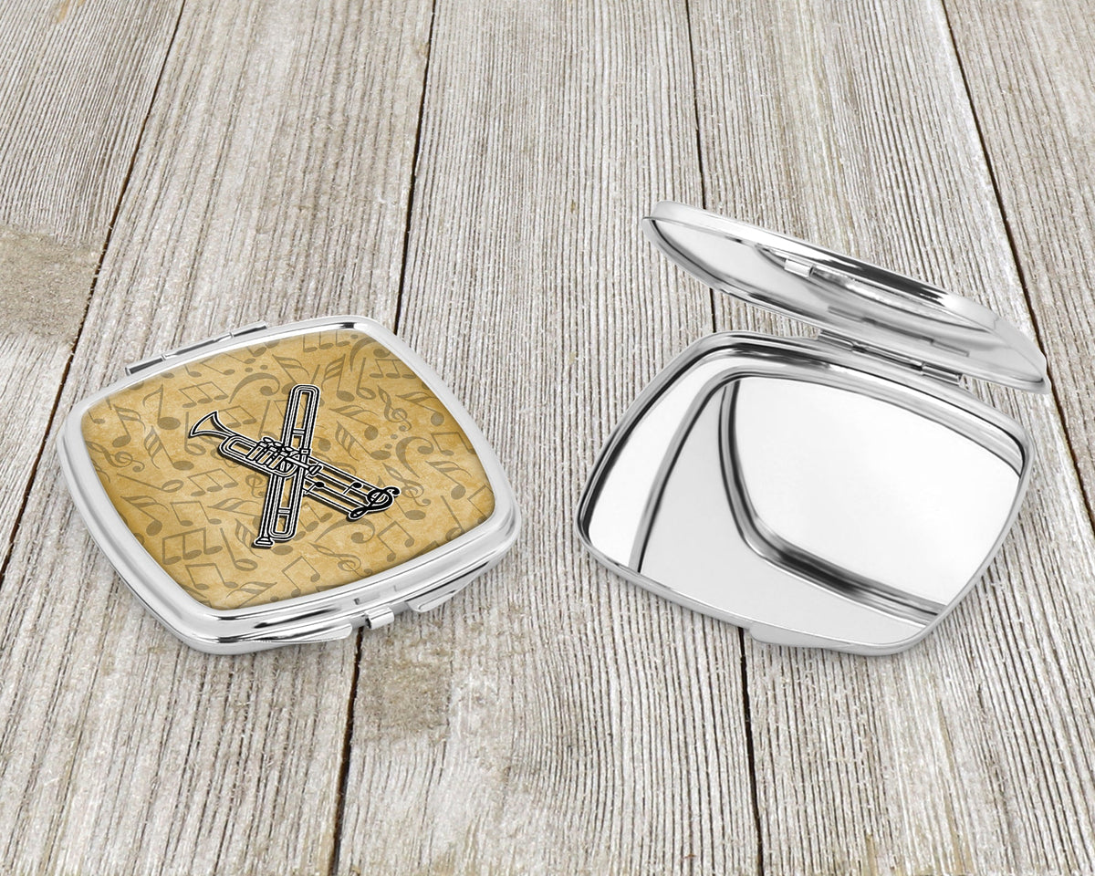 Letter X Musical Instrument Alphabet Compact Mirror Decorative Travel Makeup Mirror for Women Girls Gifts Pocket Makeup Mirror Folding Handheld