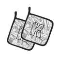 Letter K Musical Note Letters Pot Holder Set of 2 Heat Resistant Quilted Hot Pads 7.5 x 7.5 Inch, Insulated Kitchen Trivets for Cooking & Baking