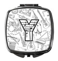 Letter Y Musical Note Letters Compact Mirror Decorative Travel Makeup Mirror for Women Girls Gifts Pocket Makeup Mirror Folding Handheld
