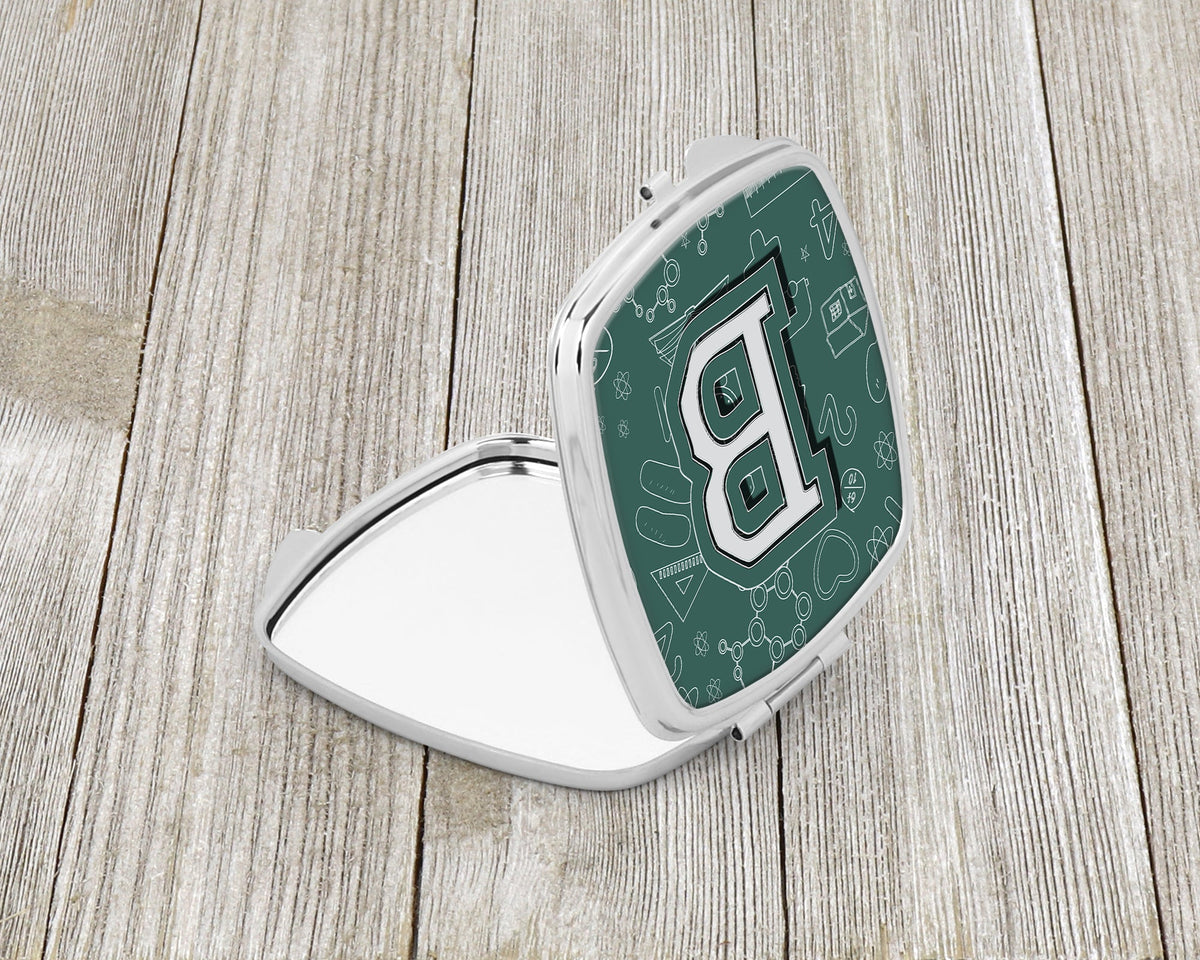 Letter B Back to School Initial Compact Mirror Decorative Travel Makeup Mirror for Women Girls Gifts Pocket Makeup Mirror Folding Handheld