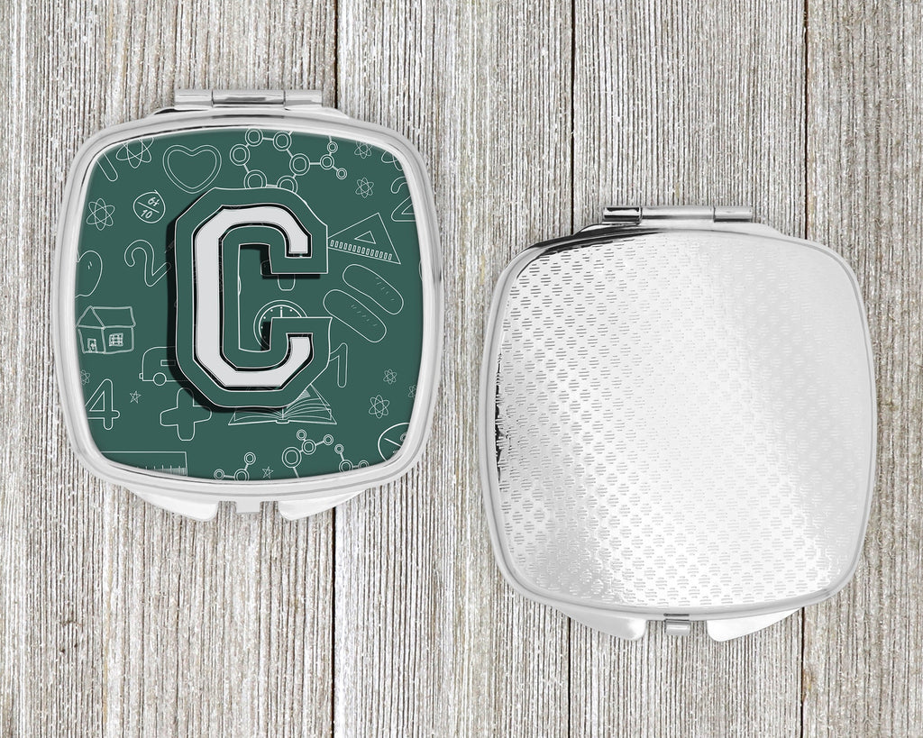 Letter C Back to School Initial Compact Mirror Decorative Travel Makeup Mirror for Women Girls Gifts Pocket Makeup Mirror Folding Handheld