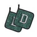 Letter D Back to School Initial Pot Holder Set of 2 Heat Resistant Quilted Hot Pads 7.5 x 7.5 Inch, Insulated Kitchen Trivets for Cooking & Baking