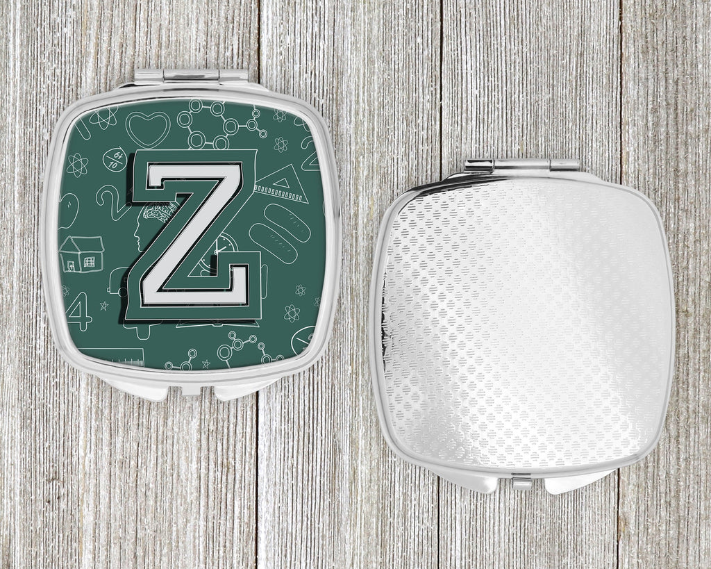 Letter Z Back to School Initial Compact Mirror Decorative Travel Makeup Mirror for Women Girls Gifts Pocket Makeup Mirror Folding Handheld