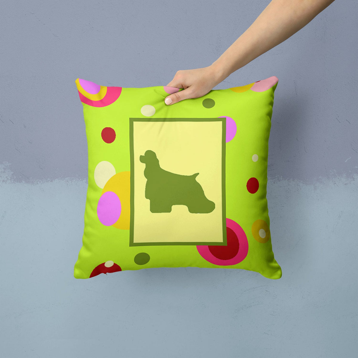 Cocker Spaniel Decorative Throw Pillow 14x14 Indoor Outdoor Accent Cushion, Fabric Cover with Insert for Sofa, Bed, Porch & Living Room